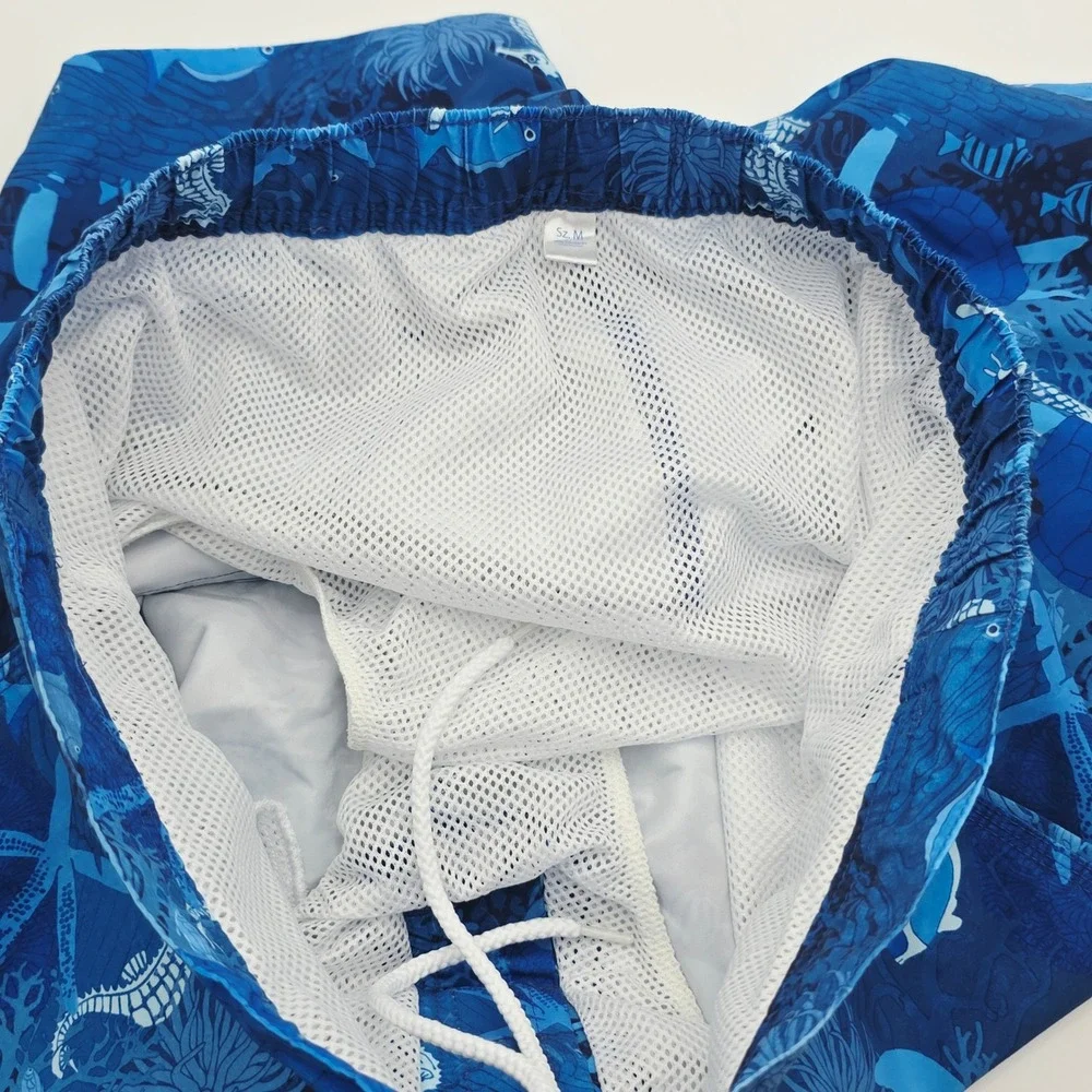 Southern Tide The Skipjack Water Shorts Blue Sea Turtle Seahorse Print Mens M